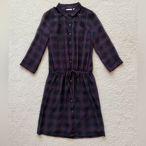 Halogen Purple Black Plaid Women's Shirt Dress XS